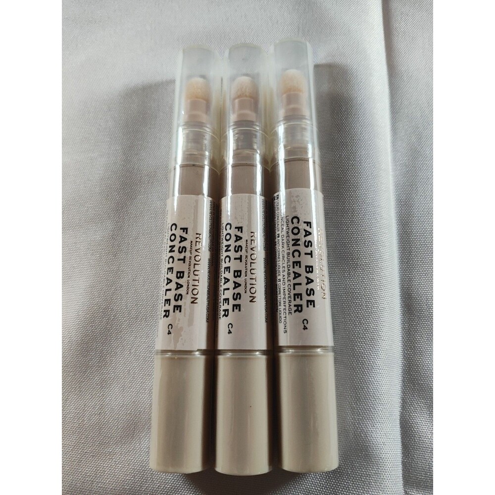 3 Pack Revolution Beauty Fast Base Concealer C4 0.15 oz New Sealed